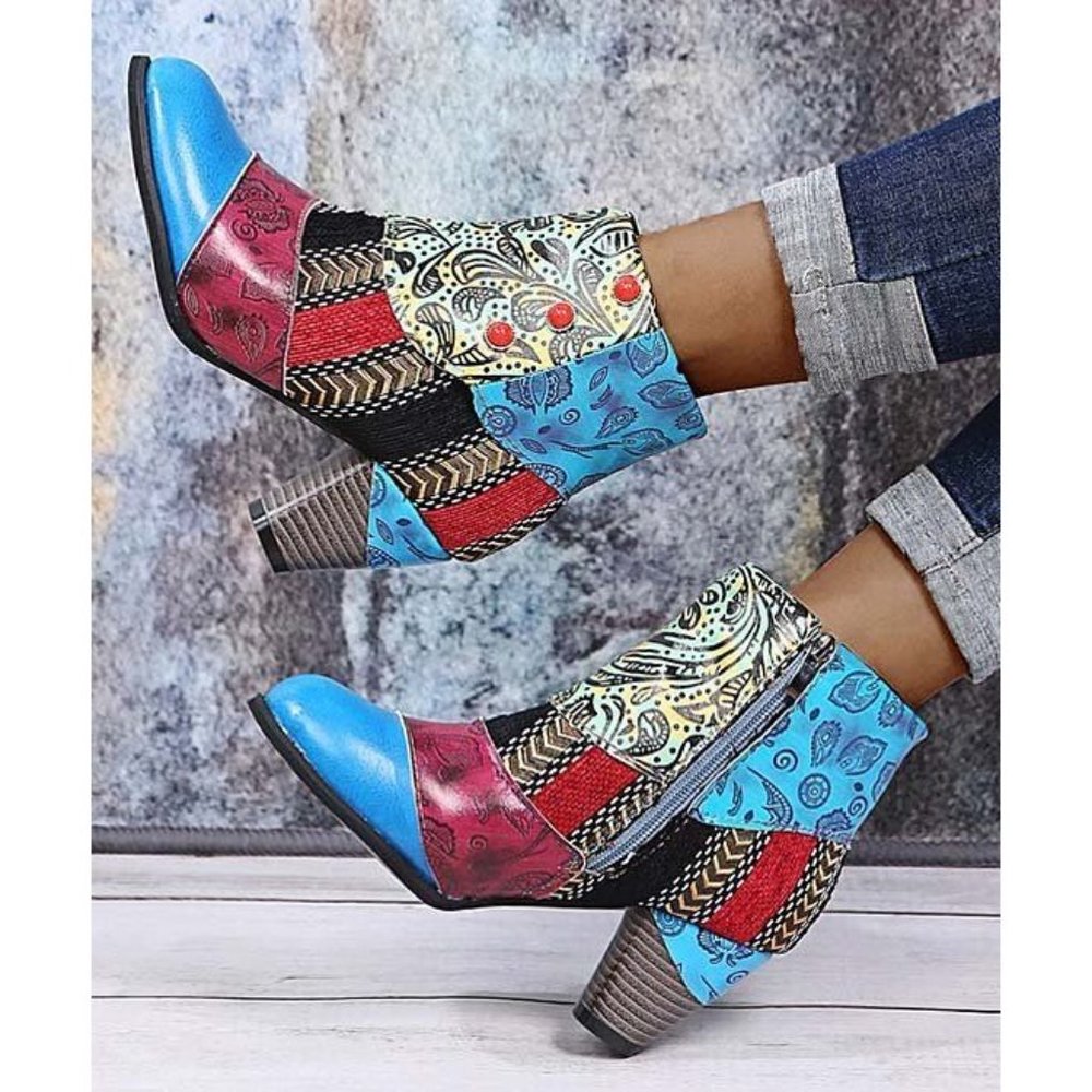 Colorful Patterned Ankle Boots - Picture 4 of 8